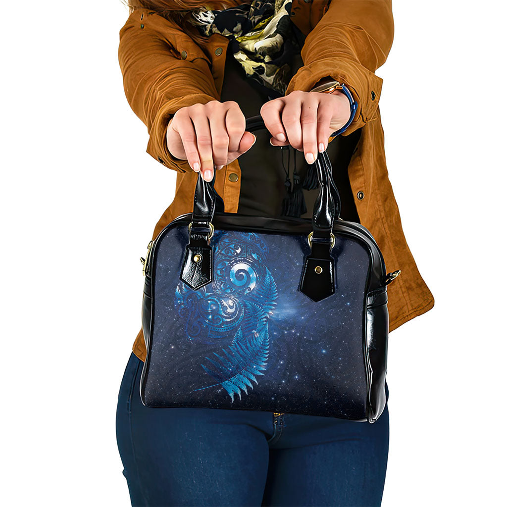 Aotearoa New Zealand New Year Shoulder Handbag Tribal Koru Tattoo Blue Galaxy Maori Silver Fern LT03 One Size Blue - Polynesian Pride