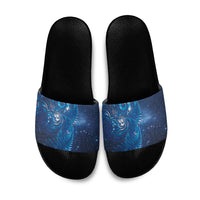 Aotearoa New Zealand New Year Slide Sandals Tribal Koru Tattoo Blue Galaxy Maori Silver Fern LT03 Blue - Polynesian Pride