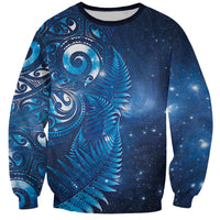 Aotearoa New Zealand New Year Sweatshirt Tribal Koru Tattoo Blue Galaxy Maori Silver Fern LT03 Unisex Blue - Polynesian Pride