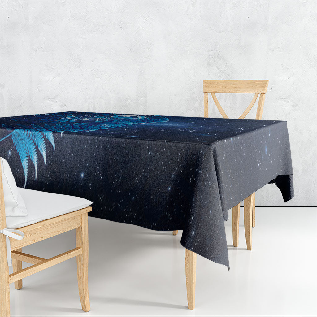 Aotearoa New Zealand New Year Tablecloth Tribal Koru Tattoo Blue Galaxy Maori Silver Fern LT03 - Polynesian Pride