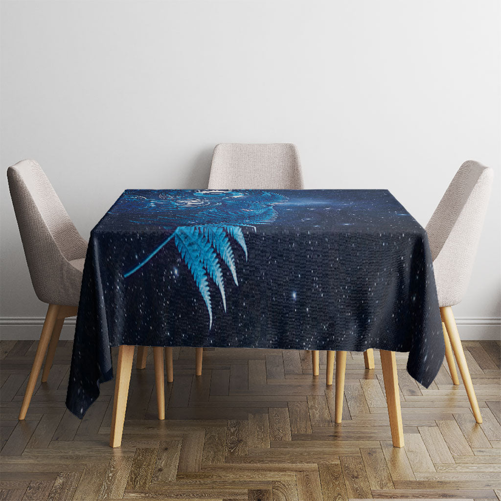 Aotearoa New Zealand New Year Tablecloth Tribal Koru Tattoo Blue Galaxy Maori Silver Fern LT03 - Polynesian Pride