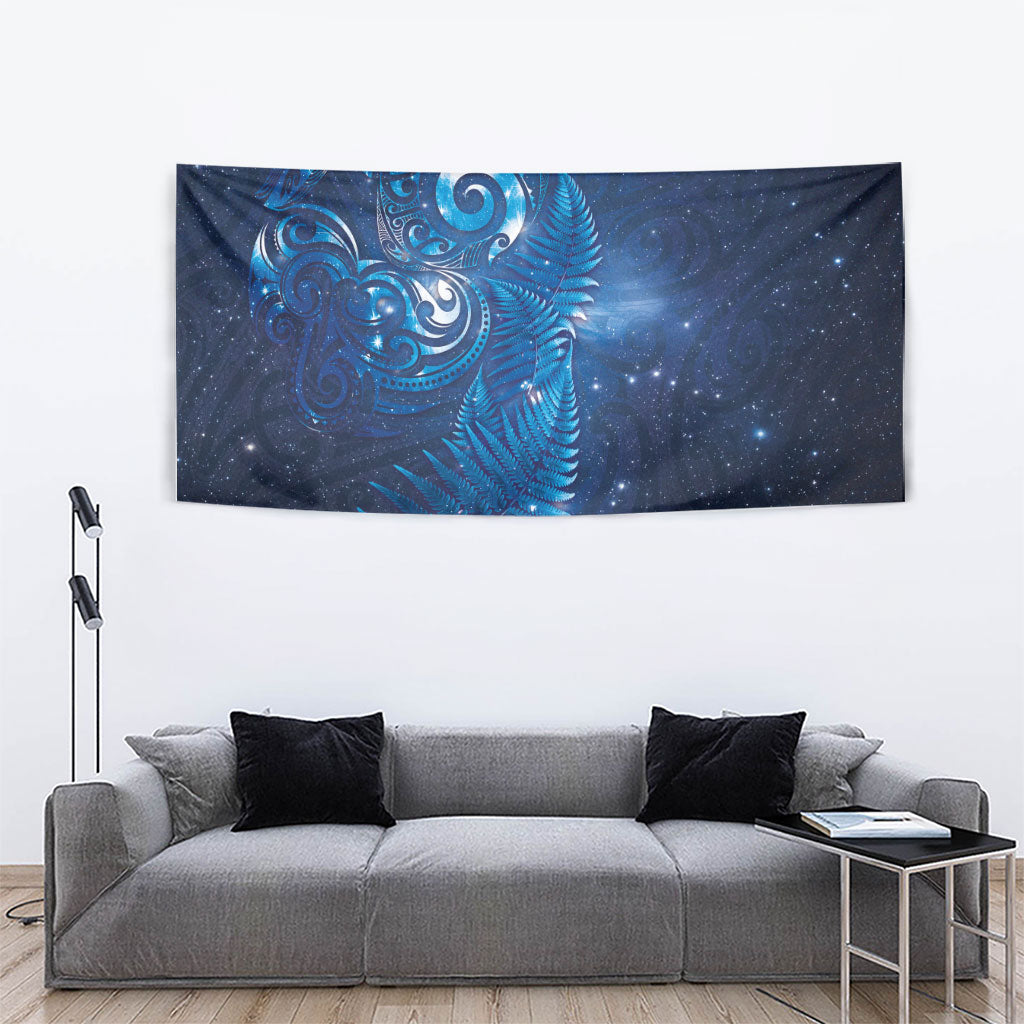 Aotearoa New Zealand New Year Tapestry Tribal Koru Tattoo Blue Galaxy Maori Silver Fern LT03 - Polynesian Pride