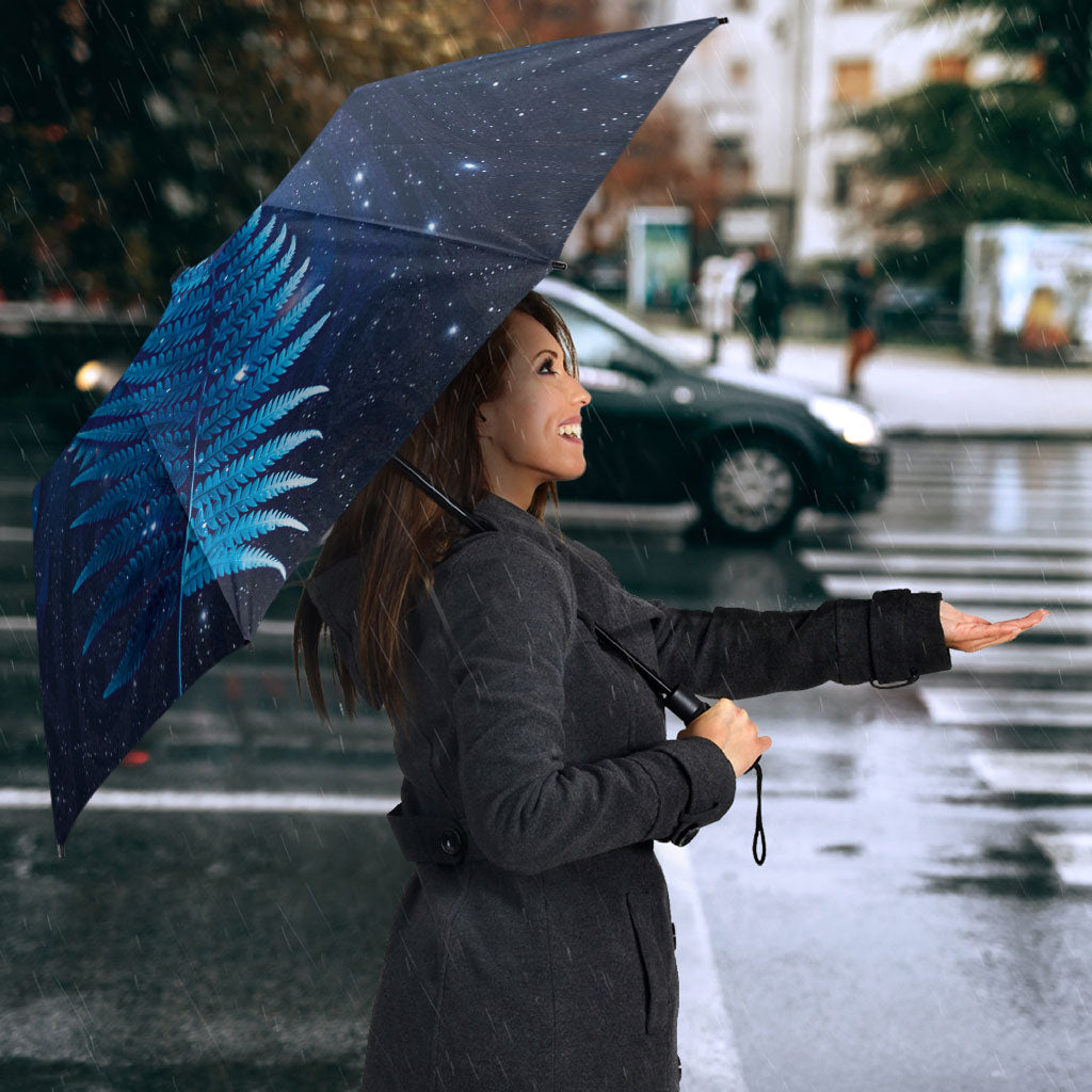 Aotearoa New Zealand New Year Umbrella Tribal Koru Tattoo Blue Galaxy Maori Silver Fern LT03 - Polynesian Pride