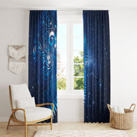 Aotearoa New Zealand New Year Window Curtain Tribal Koru Tattoo Blue Galaxy Maori Silver Fern LT03 - Polynesian Pride