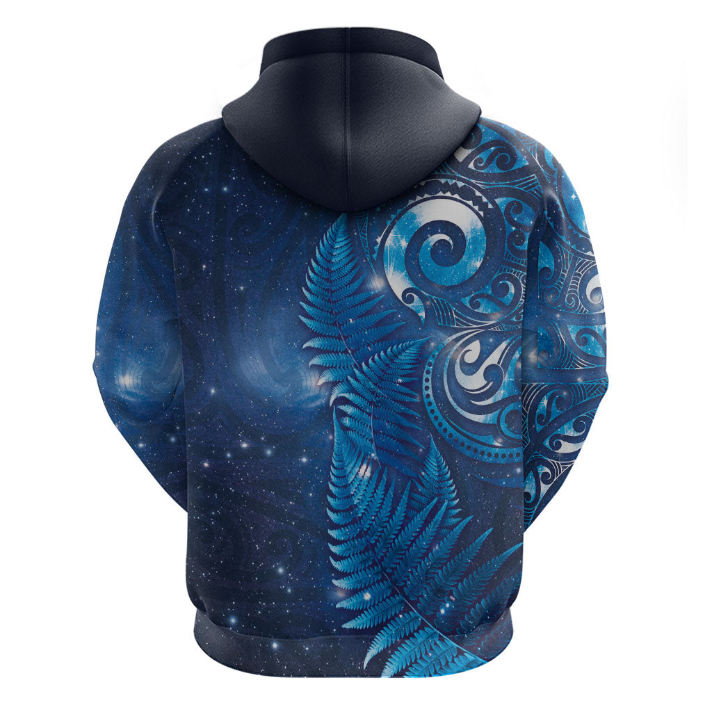 Aotearoa New Zealand New Year Zip Hoodie Tribal Koru Tattoo Blue Galaxy Maori Silver Fern LT03 - Polynesian Pride
