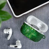 Aotearoa New Zealand New Year AirPods Case Tribal Koru Tattoo Green Galaxy Maori Silver Fern