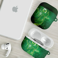 Aotearoa New Zealand New Year AirPods Case Tribal Koru Tattoo Green Galaxy Maori Silver Fern