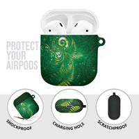 Aotearoa New Zealand New Year AirPods Case Tribal Koru Tattoo Green Galaxy Maori Silver Fern