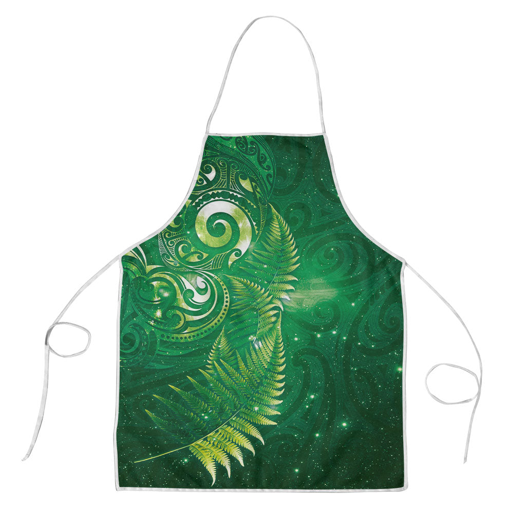 Aotearoa New Zealand New Year Apron Tribal Koru Tattoo Green Galaxy Maori Silver Fern LT03 Green - Polynesian Pride