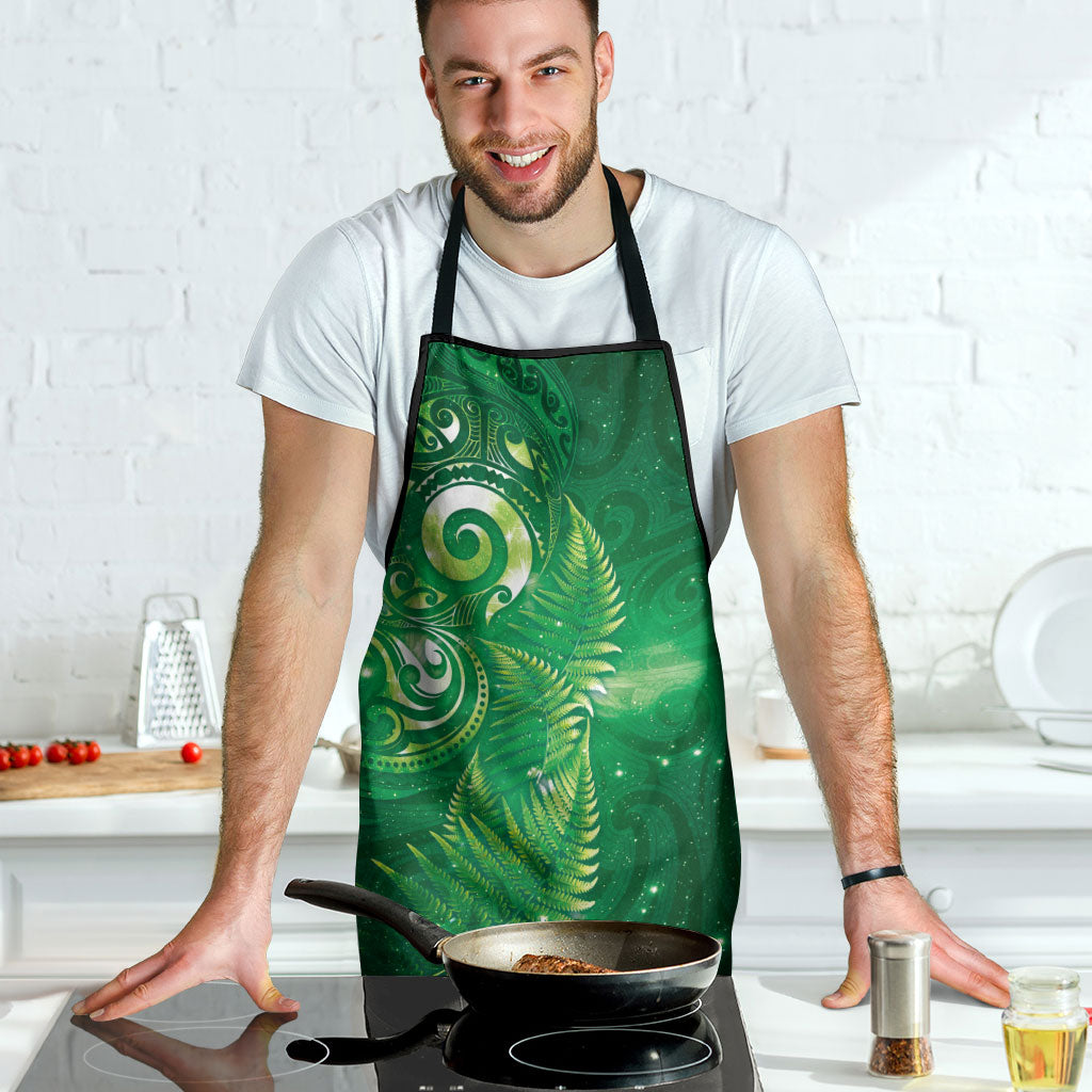 Aotearoa New Zealand New Year Apron Tribal Koru Tattoo Green Galaxy Maori Silver Fern LT03 - Polynesian Pride