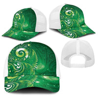 Aotearoa New Zealand New Year Baseball Net Cap Tribal Koru Tattoo Green Galaxy Maori Silver Fern LT03 - Polynesian Pride