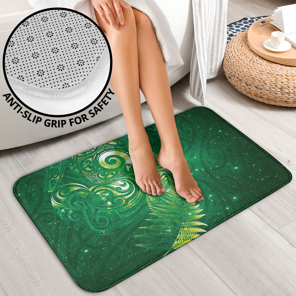 Aotearoa New Zealand New Year Bathroom Set Tribal Koru Tattoo Green Galaxy Maori Silver Fern LT03 - Polynesian Pride