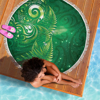 Aotearoa New Zealand New Year Beach Blanket Tribal Koru Tattoo Green Galaxy Maori Silver Fern LT03 - Polynesian Pride
