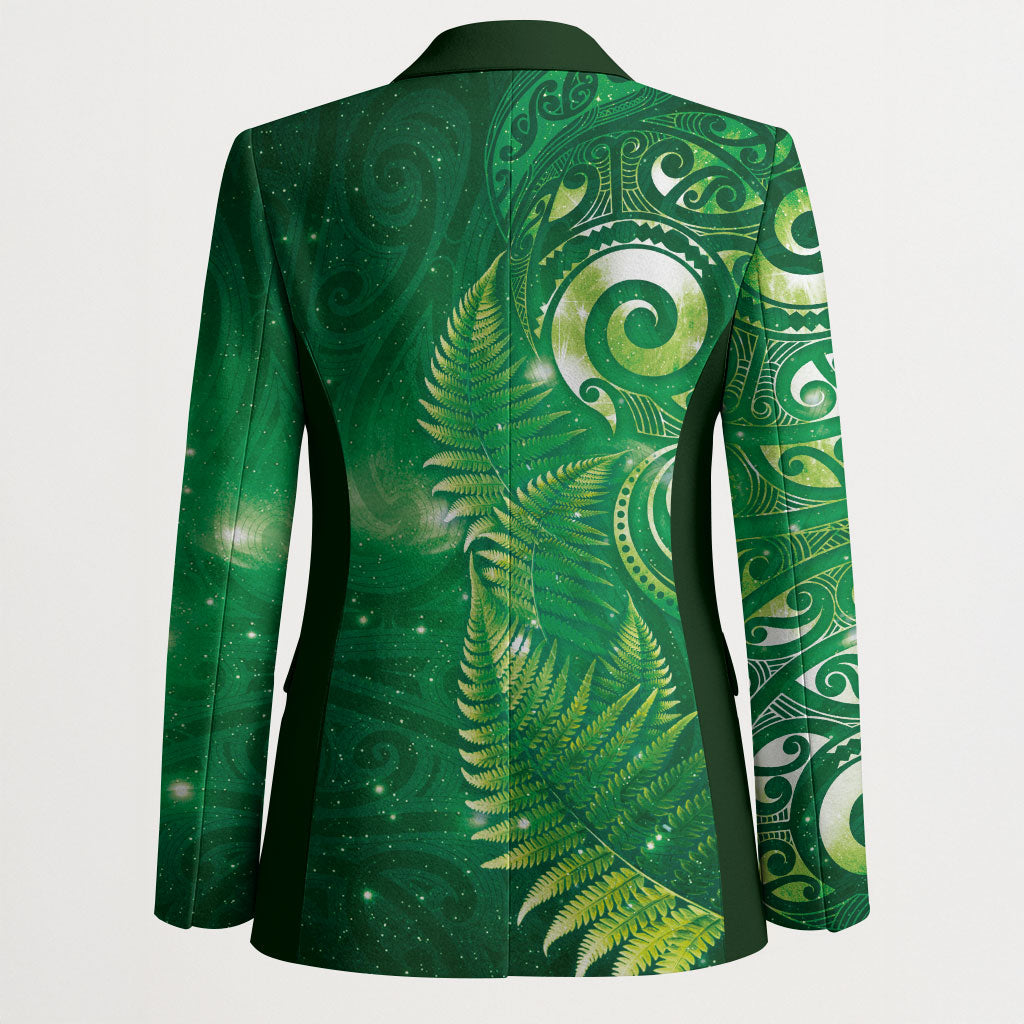 Aotearoa New Zealand New Year Blazer Tribal Koru Tattoo Green Galaxy Maori Silver Fern LT03 - Polynesian Pride