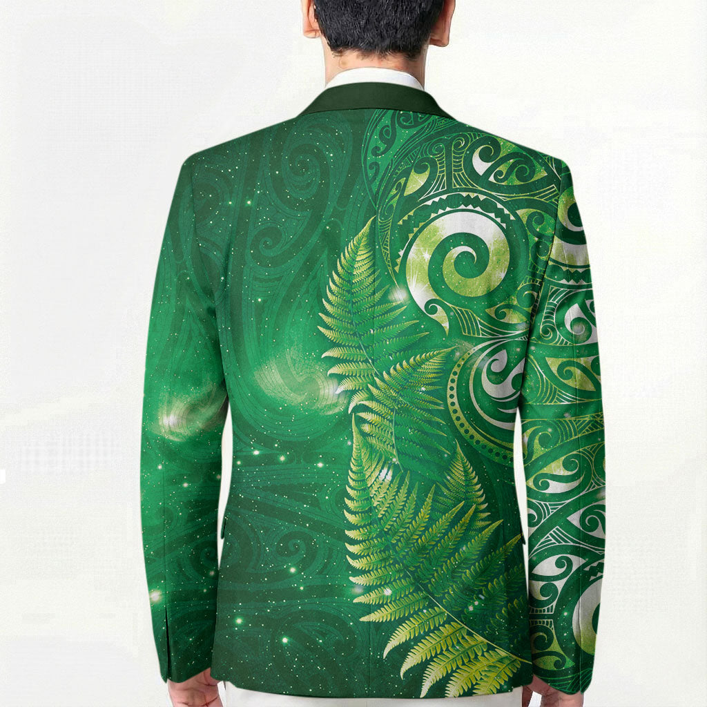 Aotearoa New Zealand New Year Blazer Tribal Koru Tattoo Green Galaxy Maori Silver Fern LT03 - Polynesian Pride