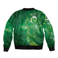 Aotearoa New Zealand New Year Bomber Jacket Tribal Koru Tattoo Green Galaxy Maori Silver Fern LT03 - Polynesian Pride