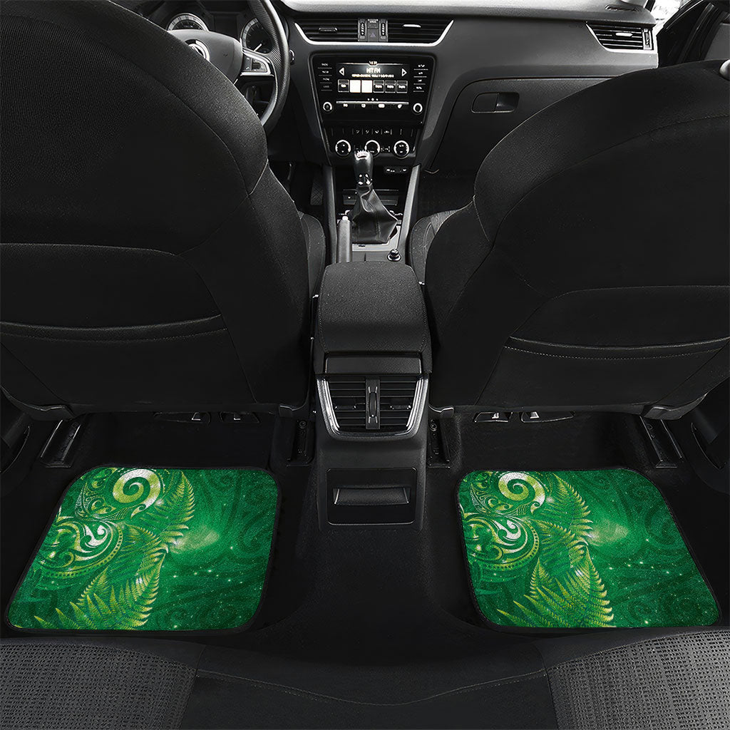 Aotearoa New Zealand New Year Car Mats Tribal Koru Tattoo Green Galaxy Maori Silver Fern