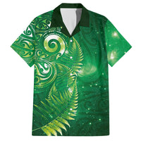 Aotearoa New Zealand New Year Hawaiian Shirt Tribal Koru Tattoo Green Galaxy Maori Silver Fern LT03 Green - Polynesian Pride