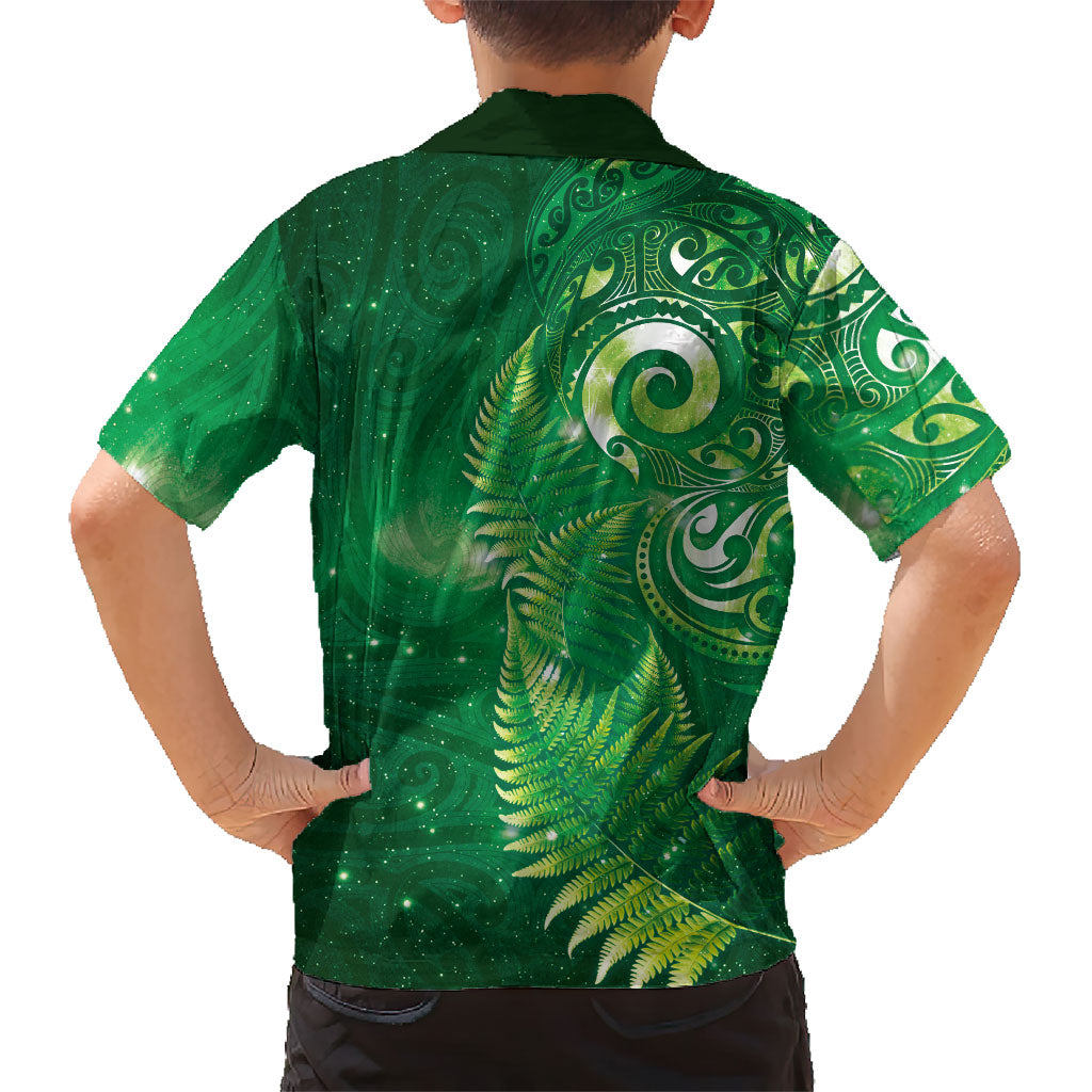 Aotearoa New Zealand New Year Hawaiian Shirt Tribal Koru Tattoo Green Galaxy Maori Silver Fern LT03 - Polynesian Pride