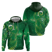 Aotearoa New Zealand New Year Hoodie Tribal Koru Tattoo Green Galaxy Maori Silver Fern LT03 - Polynesian Pride