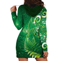 Aotearoa New Zealand New Year Hoodie Dress Tribal Koru Tattoo Green Galaxy Maori Silver Fern LT03 - Polynesian Pride