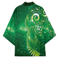 Aotearoa New Zealand New Year Kimono Tribal Koru Tattoo Green Galaxy Maori Silver Fern