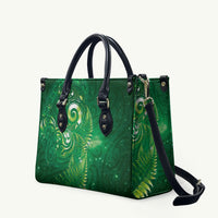 Aotearoa New Zealand New Year Leather Bag Tribal Koru Tattoo Green Galaxy Maori Silver Fern