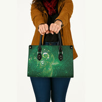 Aotearoa New Zealand New Year Leather Bag Tribal Koru Tattoo Green Galaxy Maori Silver Fern