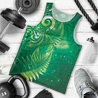 Aotearoa New Zealand New Year Men Tank Top Tribal Koru Tattoo Green Galaxy Maori Silver Fern