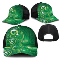 Aotearoa New Zealand New Year Mesh Trucker Cap Tribal Koru Tattoo Green Galaxy Maori Silver Fern LT03 - Polynesian Pride