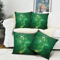 Aotearoa New Zealand New Year Pillow Cover Tribal Koru Tattoo Green Galaxy Maori Silver Fern