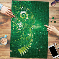 Aotearoa New Zealand New Year Puzzle Tribal Koru Tattoo Green Galaxy Maori Silver Fern LT03 Green - Polynesian Pride