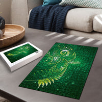 Aotearoa New Zealand New Year Puzzle Tribal Koru Tattoo Green Galaxy Maori Silver Fern LT03 - Polynesian Pride