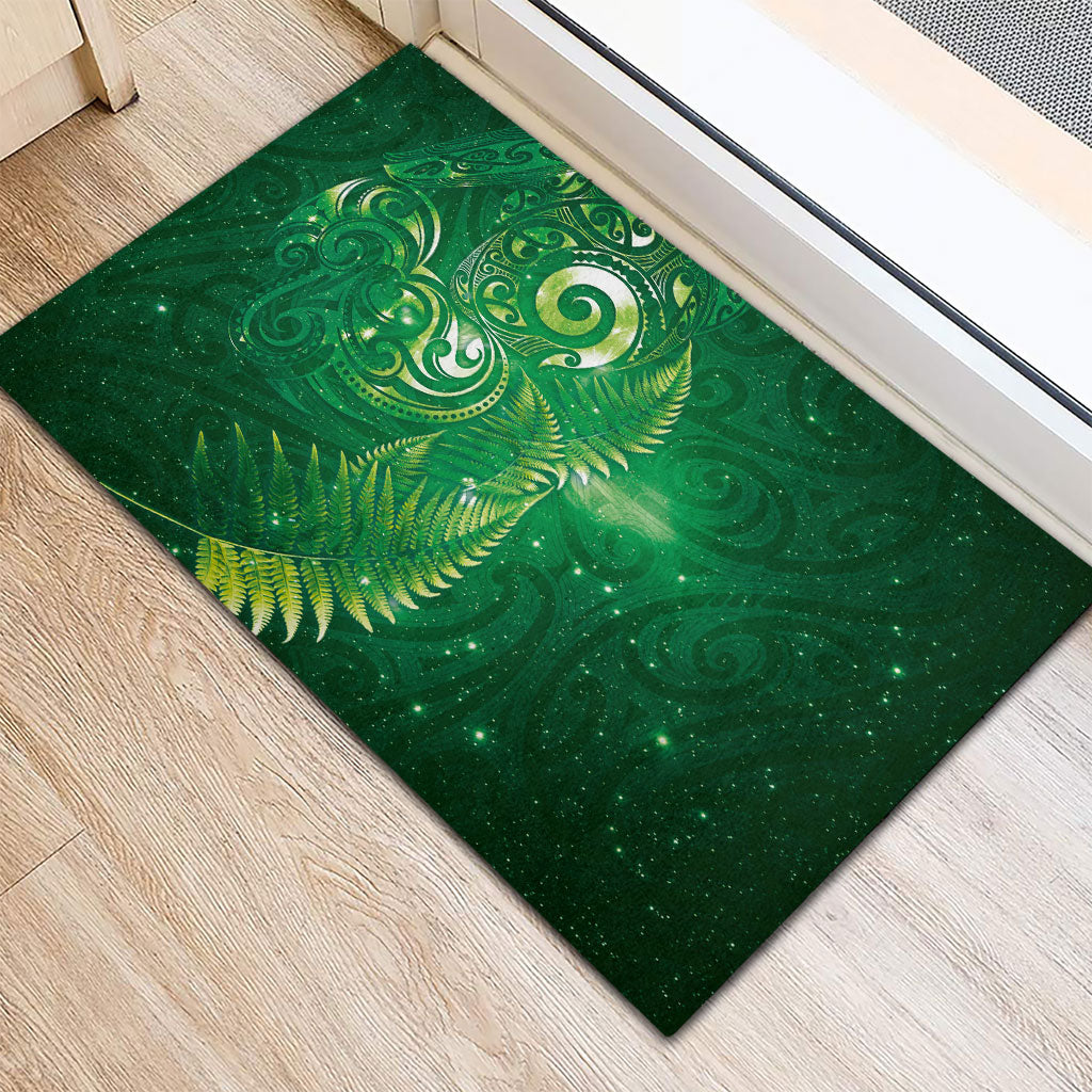 Aotearoa New Zealand New Year Rubber Doormat Tribal Koru Tattoo Green Galaxy Maori Silver Fern