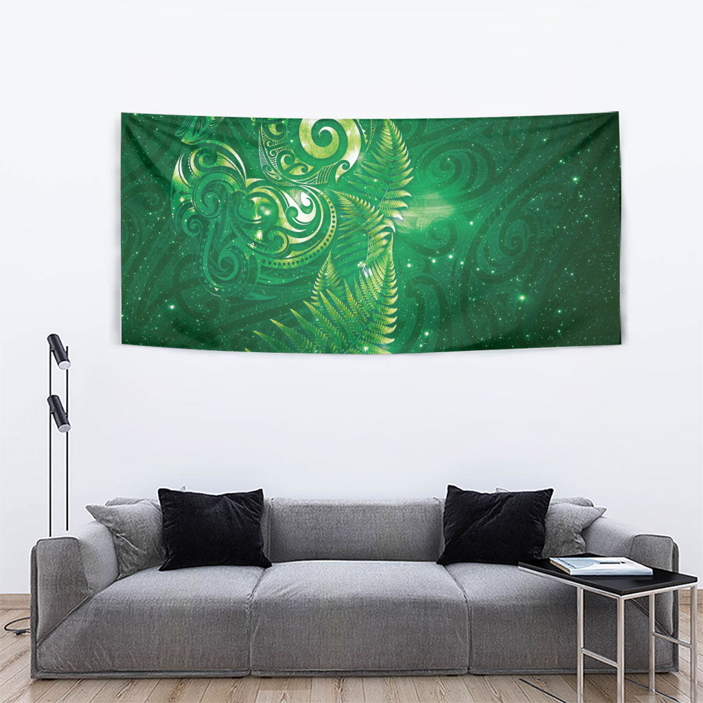 Aotearoa New Zealand New Year Tapestry Tribal Koru Tattoo Green Galaxy Maori Silver Fern