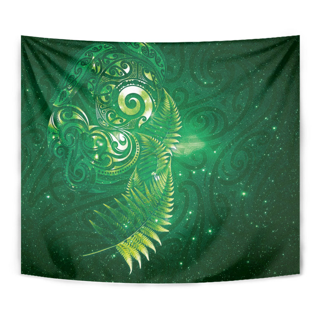 Aotearoa New Zealand New Year Tapestry Tribal Koru Tattoo Green Galaxy Maori Silver Fern