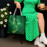 Aotearoa New Zealand New Year Tote Bag Tribal Koru Tattoo Green Galaxy Maori Silver Fern