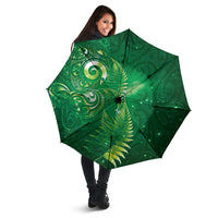 Aotearoa New Zealand New Year Umbrella Tribal Koru Tattoo Green Galaxy Maori Silver Fern