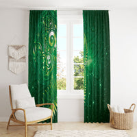 Aotearoa New Zealand New Year Window Curtain Tribal Koru Tattoo Green Galaxy Maori Silver Fern