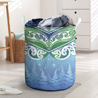 Aotearoa New Zealand New Year Laundry Basket Maori Motifs with Silver Fern and Matariki Stars