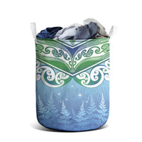 Aotearoa New Zealand New Year Laundry Basket Maori Motifs with Silver Fern and Matariki Stars