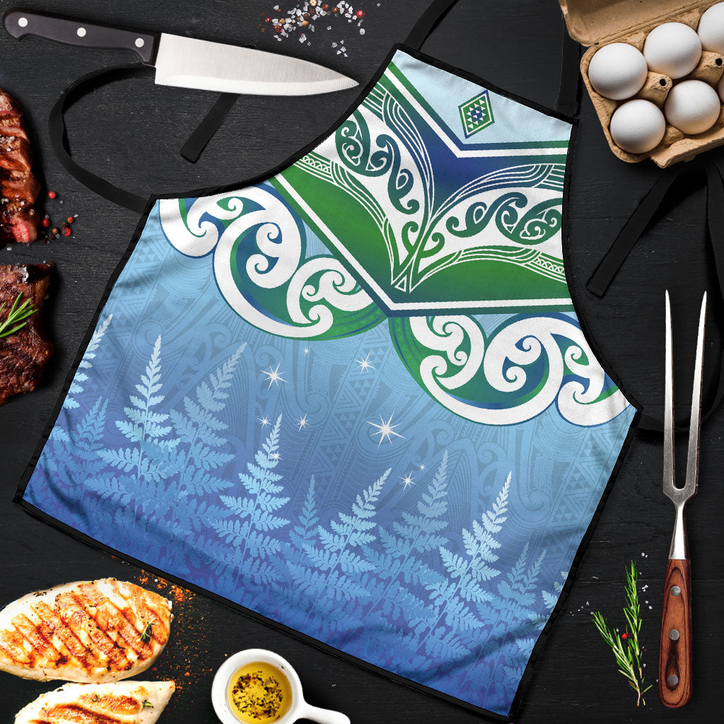 Aotearoa New Zealand New Year Apron Maori Motifs with Silver Fern and Matariki Stars