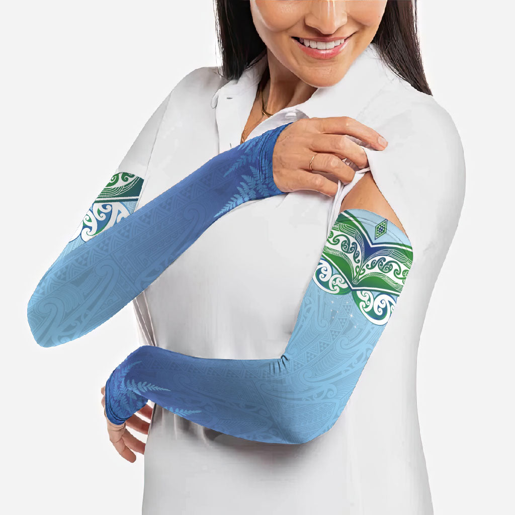 Aotearoa New Zealand New Year Arm Sleeves Maori Motifs with Silver Fern and Matariki Stars LT03 - Polynesian Pride