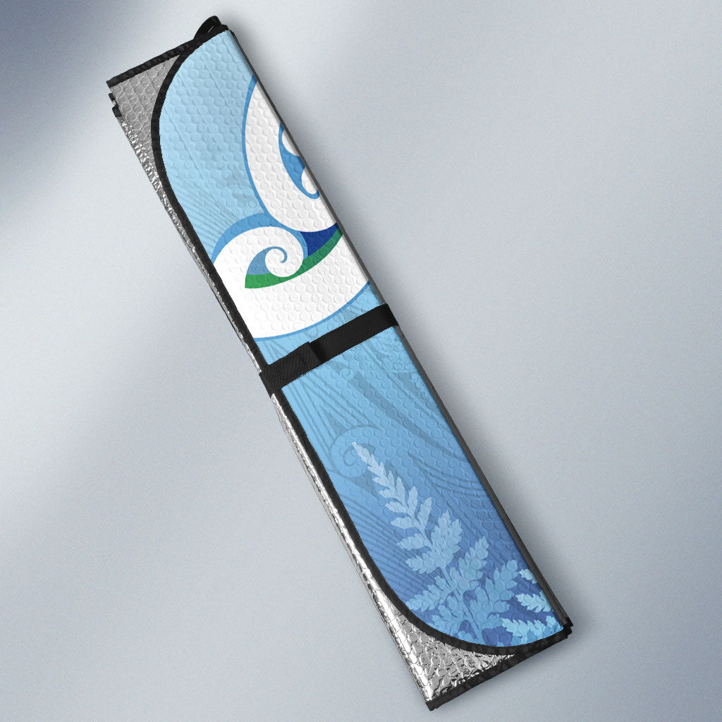 Aotearoa New Zealand New Year Auto Sun Shade Maori Motifs with Silver Fern and Matariki Stars