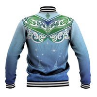 Aotearoa New Zealand New Year Baseball Jacket Maori Motifs with Silver Fern and Matariki Stars