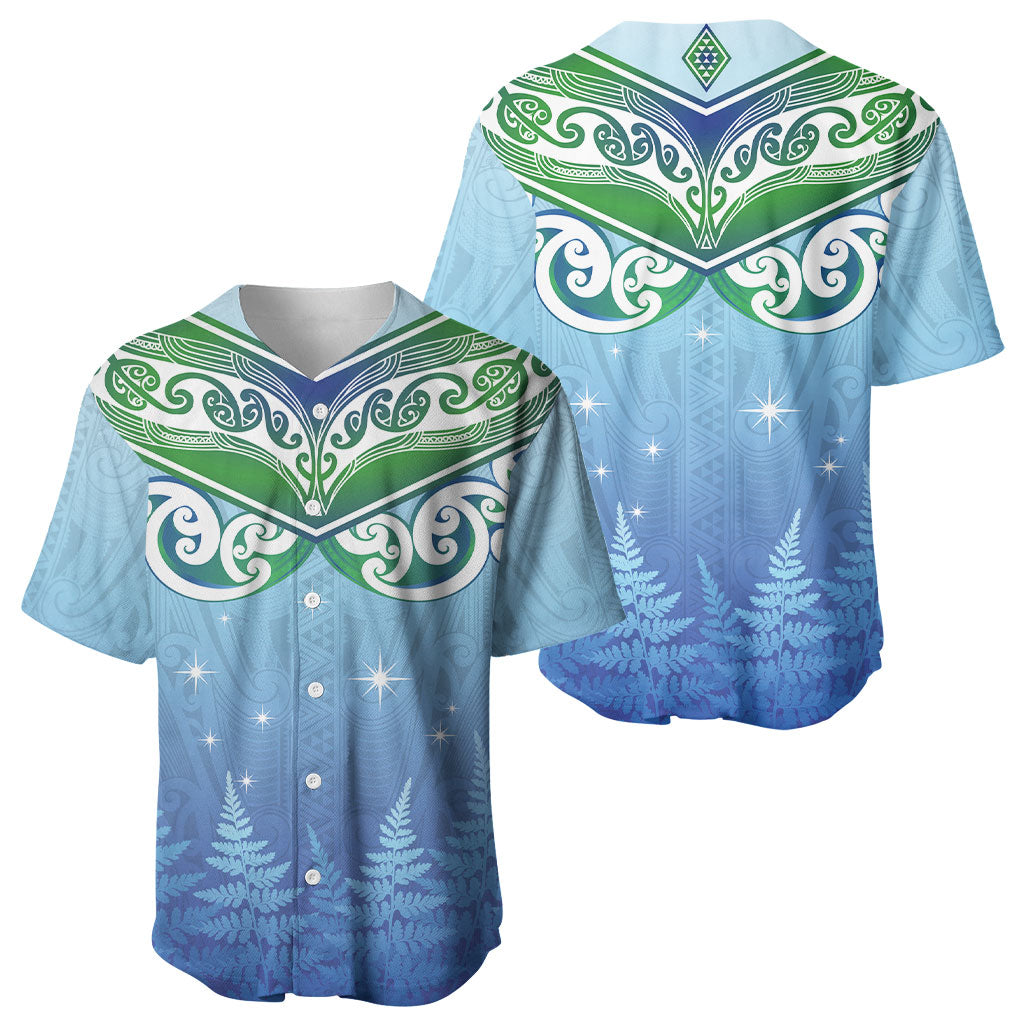 Aotearoa New Zealand New Year Baseball Jersey Maori Motifs with Silver Fern and Matariki Stars LT03 - Polynesian Pride
