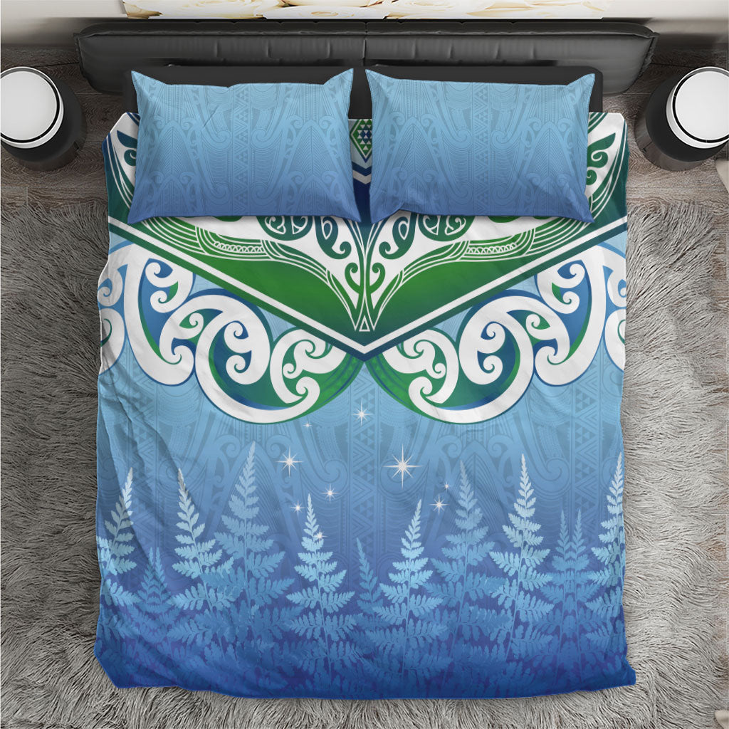Aotearoa New Zealand New Year Bedding Set Maori Motifs with Silver Fern and Matariki Stars LT03 Multicolor - Polynesian Pride