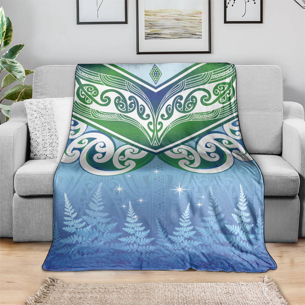Aotearoa New Zealand New Year Blanket Maori Motifs with Silver Fern and Matariki Stars