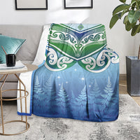 Aotearoa New Zealand New Year Blanket Maori Motifs with Silver Fern and Matariki Stars