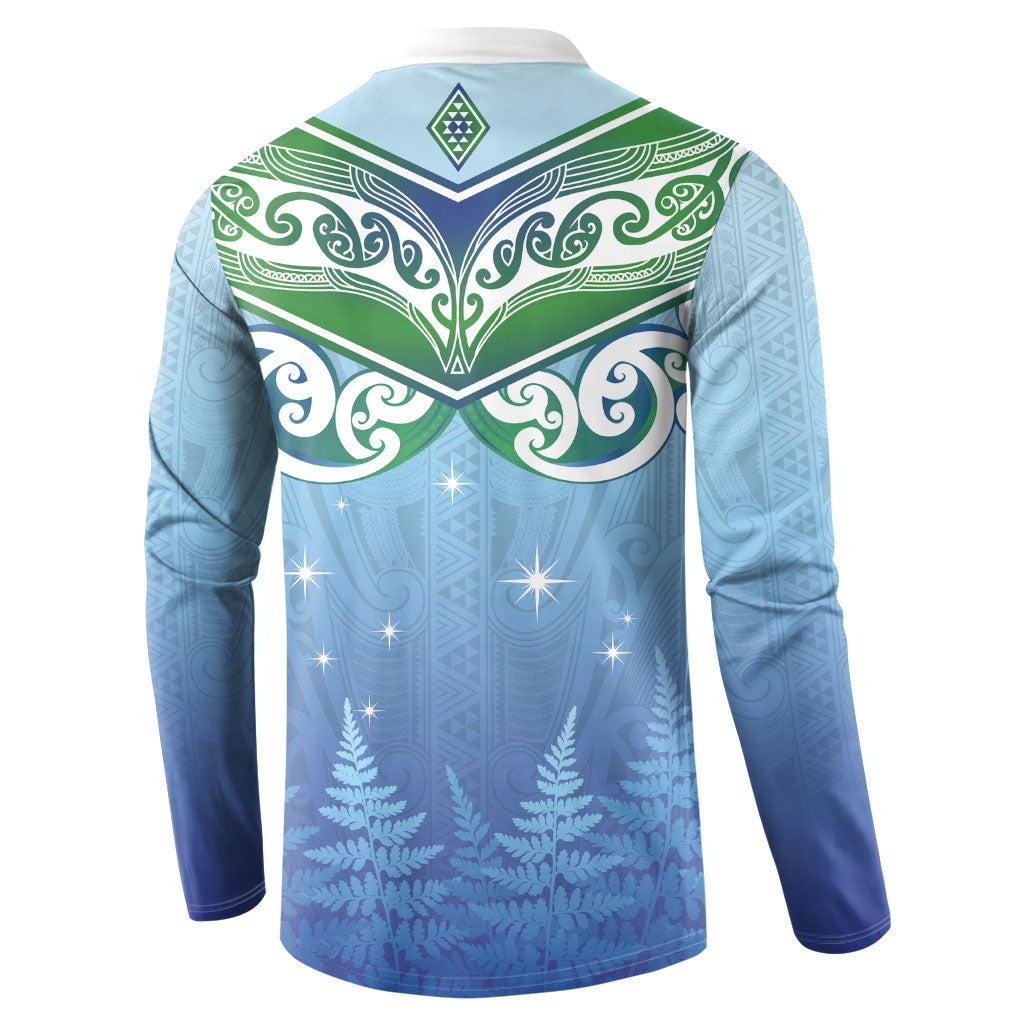Aotearoa New Zealand New Year Button Sweatshirt Maori Motifs with Silver Fern and Matariki Stars LT03 - Polynesian Pride